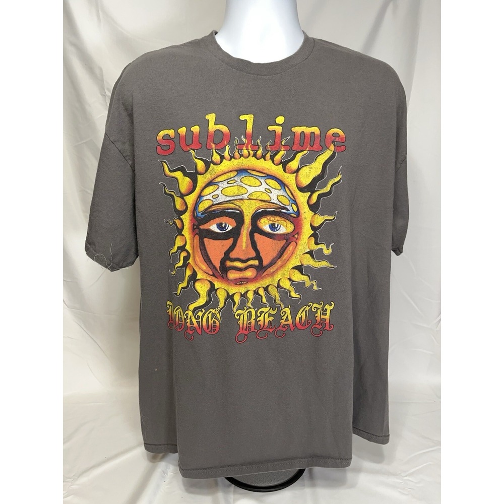 Sublime Spell Out & Sun Graphic Men's Dark Gray Cotton Shirt 2XL SKA PUNK ROCK